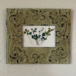 Dried Pressed floral Wall Art in Hues of Green and Blue